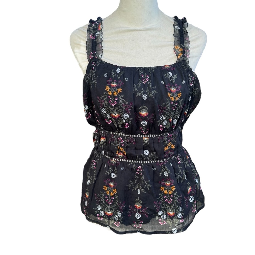 Old Navy Babydoll Cottagecore Floral Flowy Ruffle Girly Summer Tank Top Blouse M